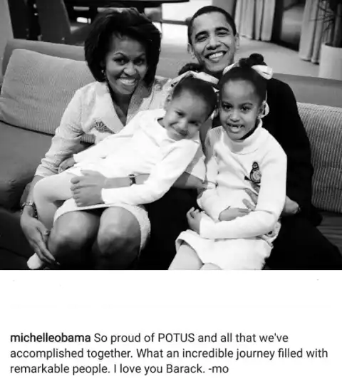 Michelle Obama's emotional message to Barack Obama as he gave his farewell speech